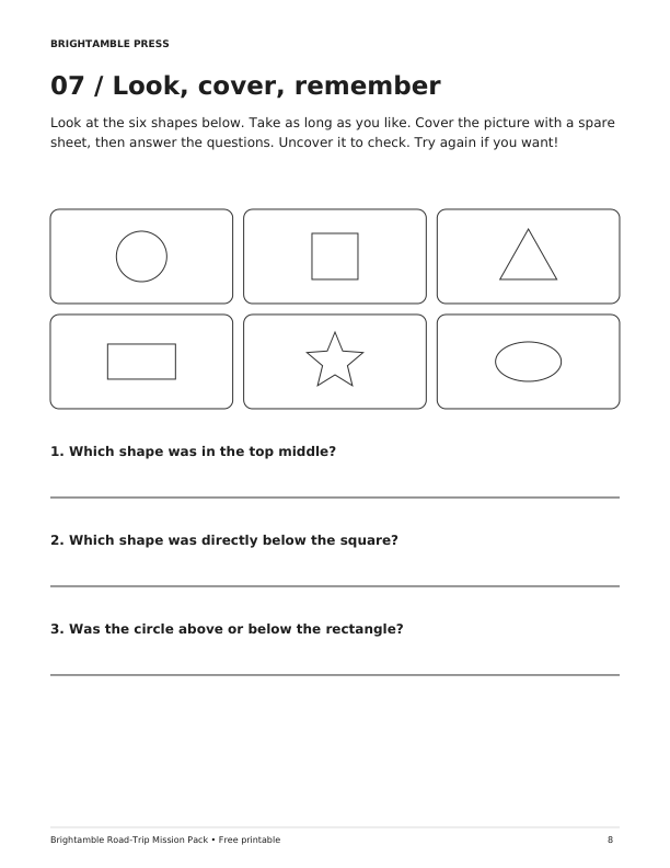 Look, cover and remember activity